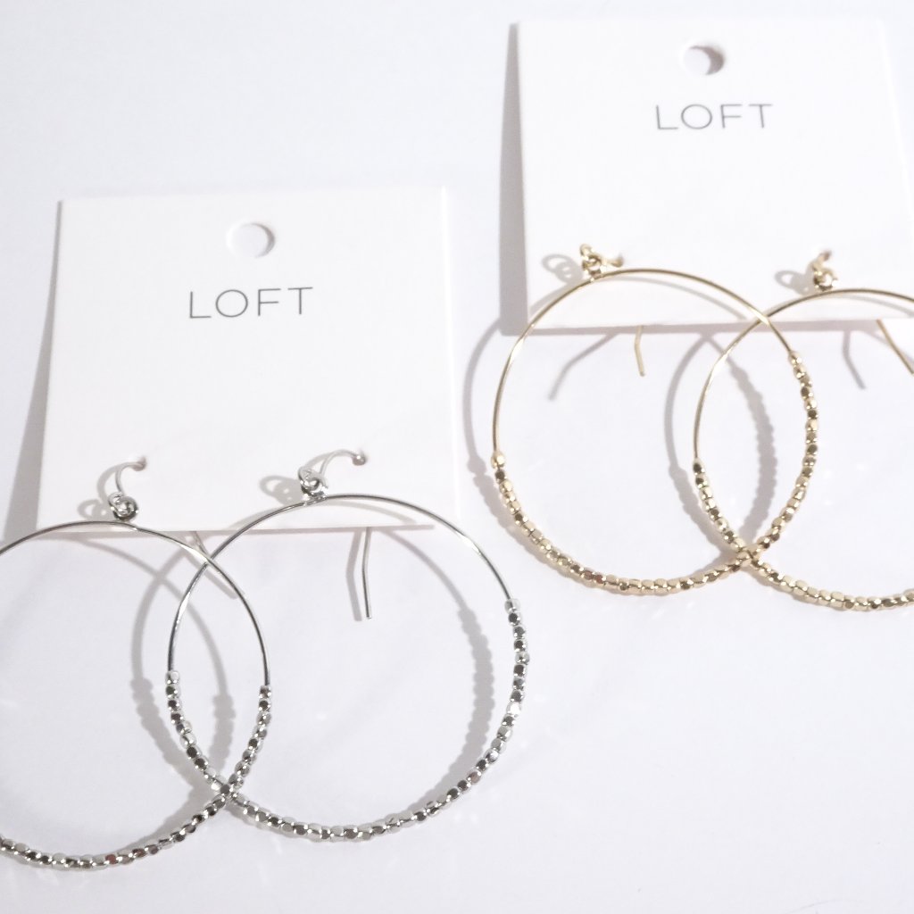 Ann Taylo Loft Shimmer Hoop Drop Earrings Nwt $24.5 Set 2 Silver Gold